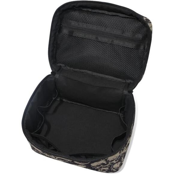 Makeup Bag, Goth Skulls Gothic Travel Makeup Organizer Bag Cosmetic Cases - Picture 5 of 6